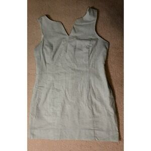 Lauren James Seersucker Teal White Stripe Sleeveless Dress XLarge USA